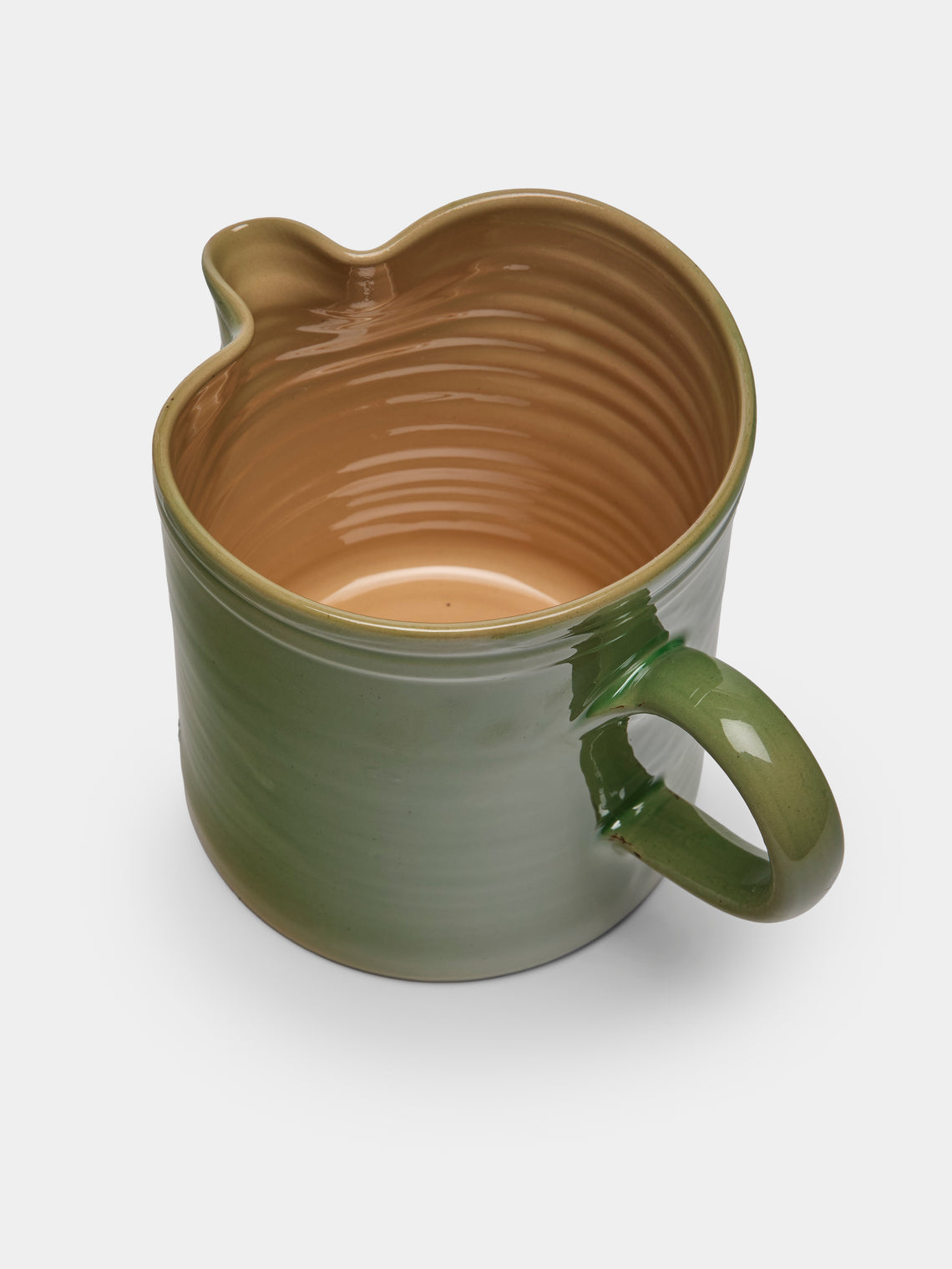 Poterie d’Évires - Flowers Hand-Painted Ceramic Straight-Edge Jug (70.5oz/2L) - Green - ABASK