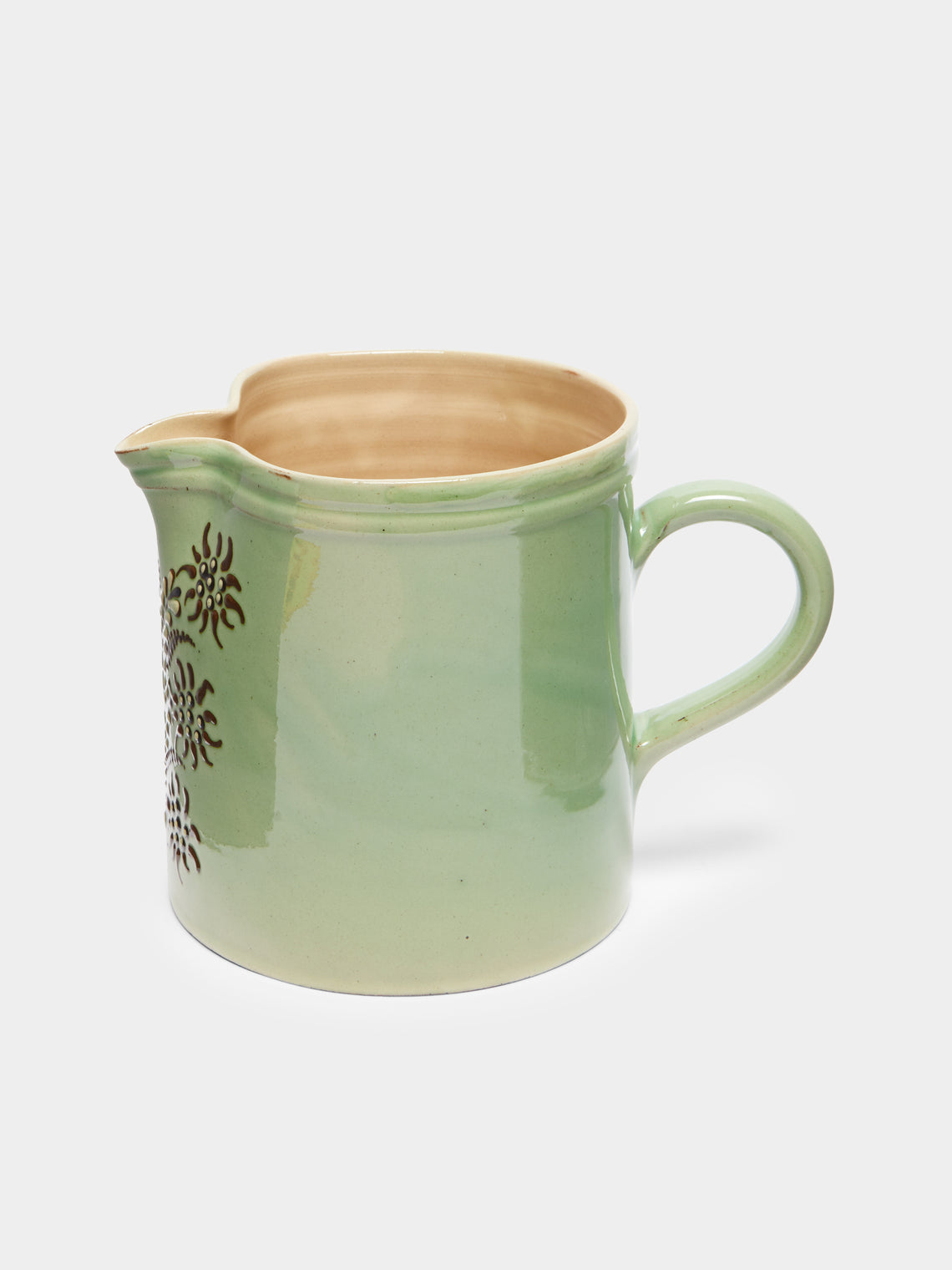 Poterie d’Évires - Flowers Hand-Painted Ceramic Straight-Edge Jug -  - ABASK