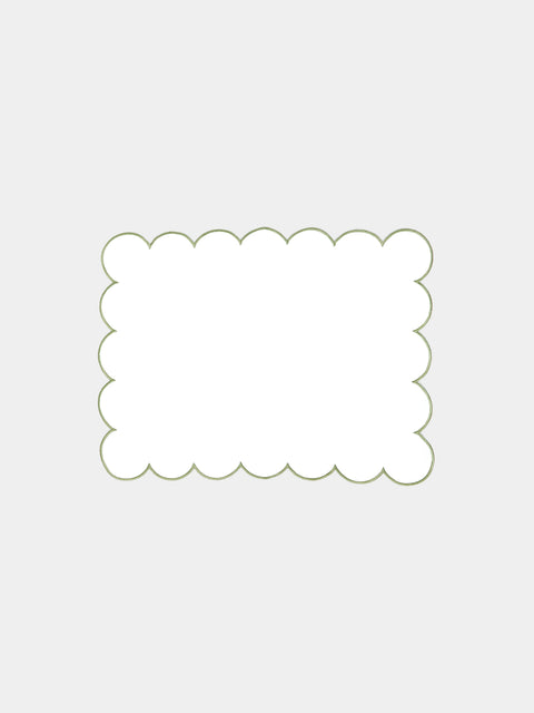 Angela Wickstead - Diletta Scalloped Linen Placemats (Set of 4) - Light green - ABASK - 