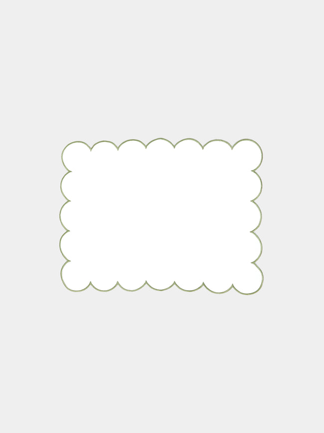 Angela Wickstead - Diletta Scalloped Linen Placemats (Set of 4) - Light green - ABASK - 