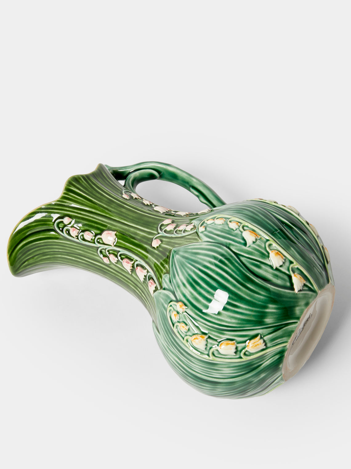 Verdolini - Lily of the Valley Hand-Painted Majolica Ceramic Pitcher - Green - ABASK