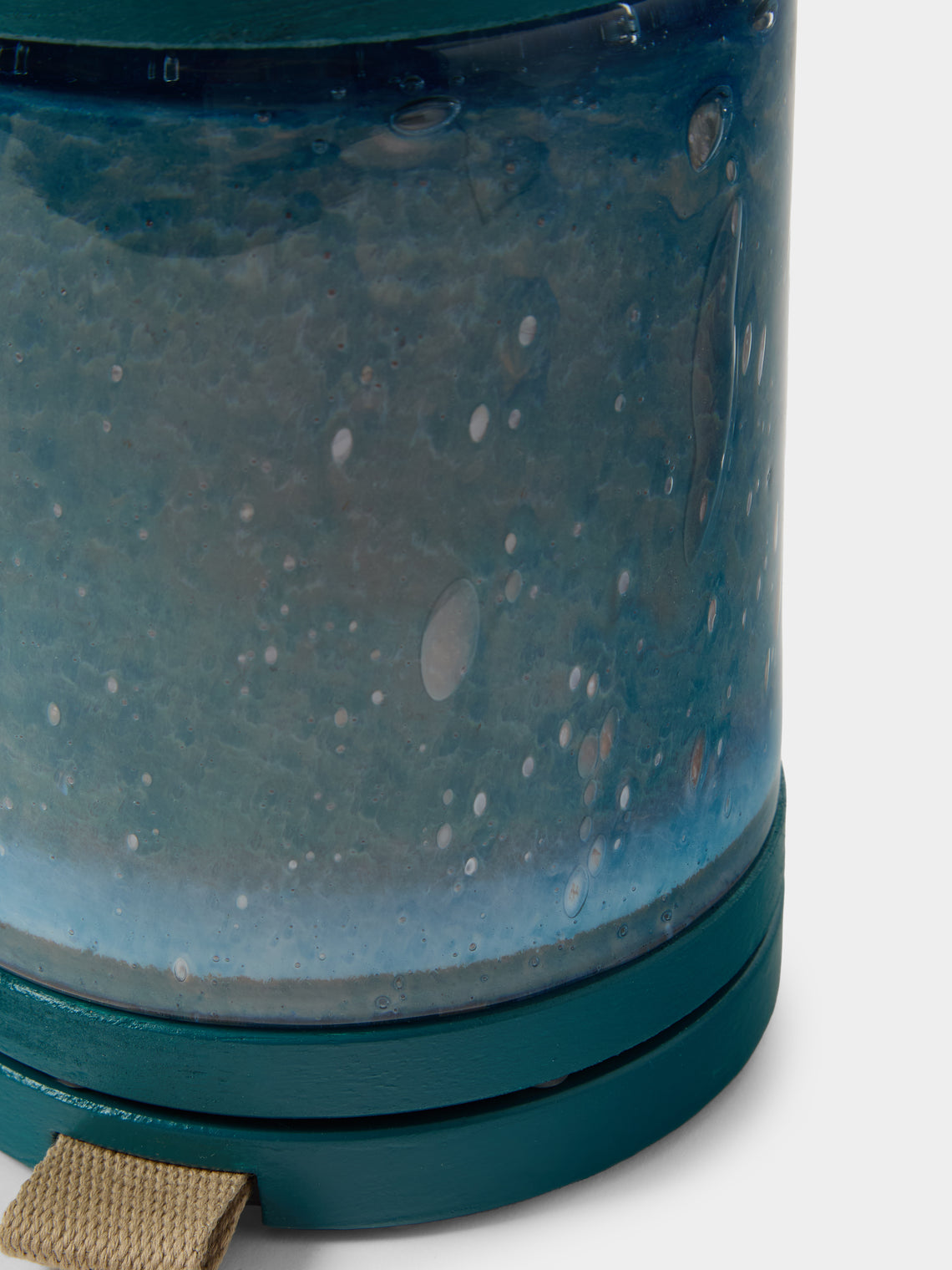 Wannes Antwerp - Antoine Fiji Hand-Blown Glass and Rubberwood Portable Lamp - Blue - ABASK