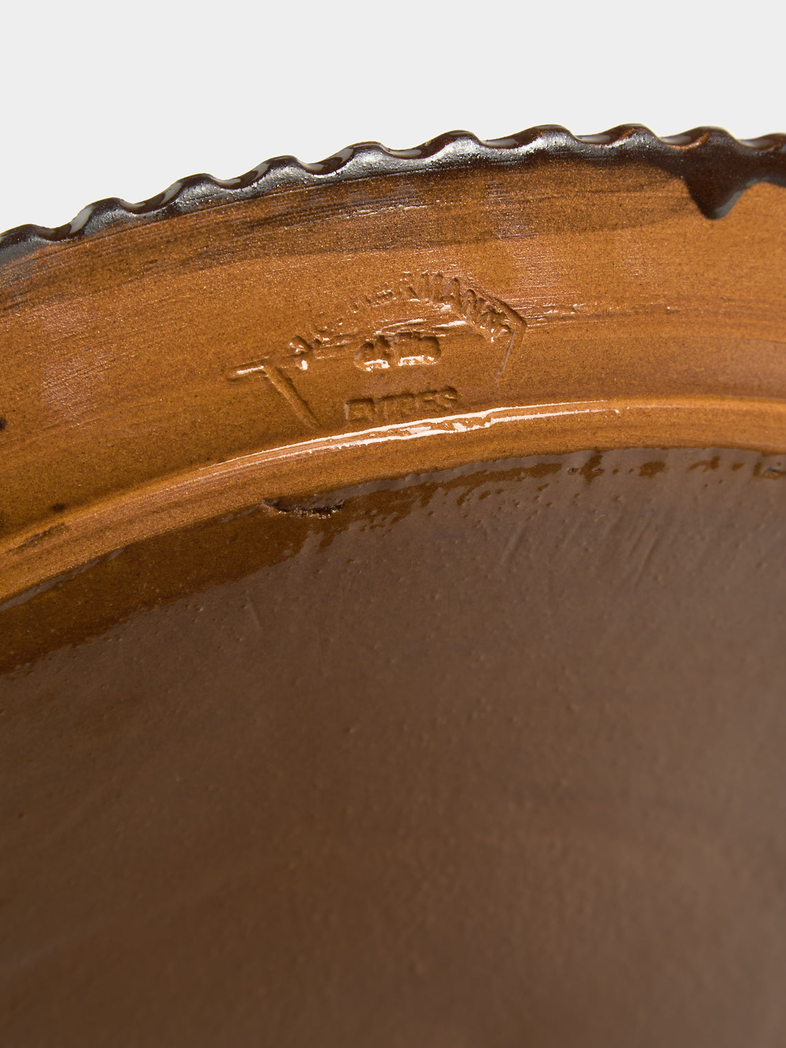 Poterie d’Évires - Flowers Hand-Painted Ceramic Large Platter - Dark brown - ABASK