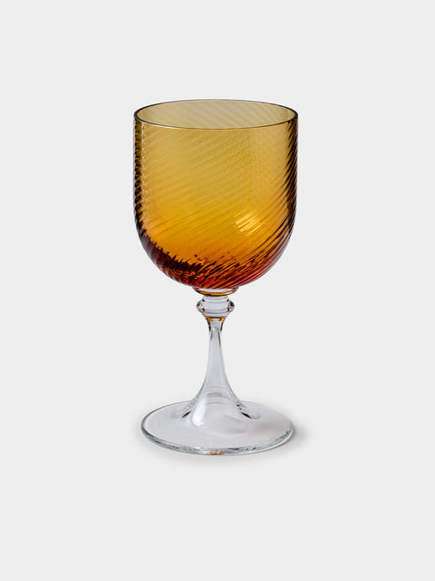 NasonMoretti - | Set of 6 | Twisted Soraya Hand-Blown Murano Red Wine Glasses - Yellow - ABASK
