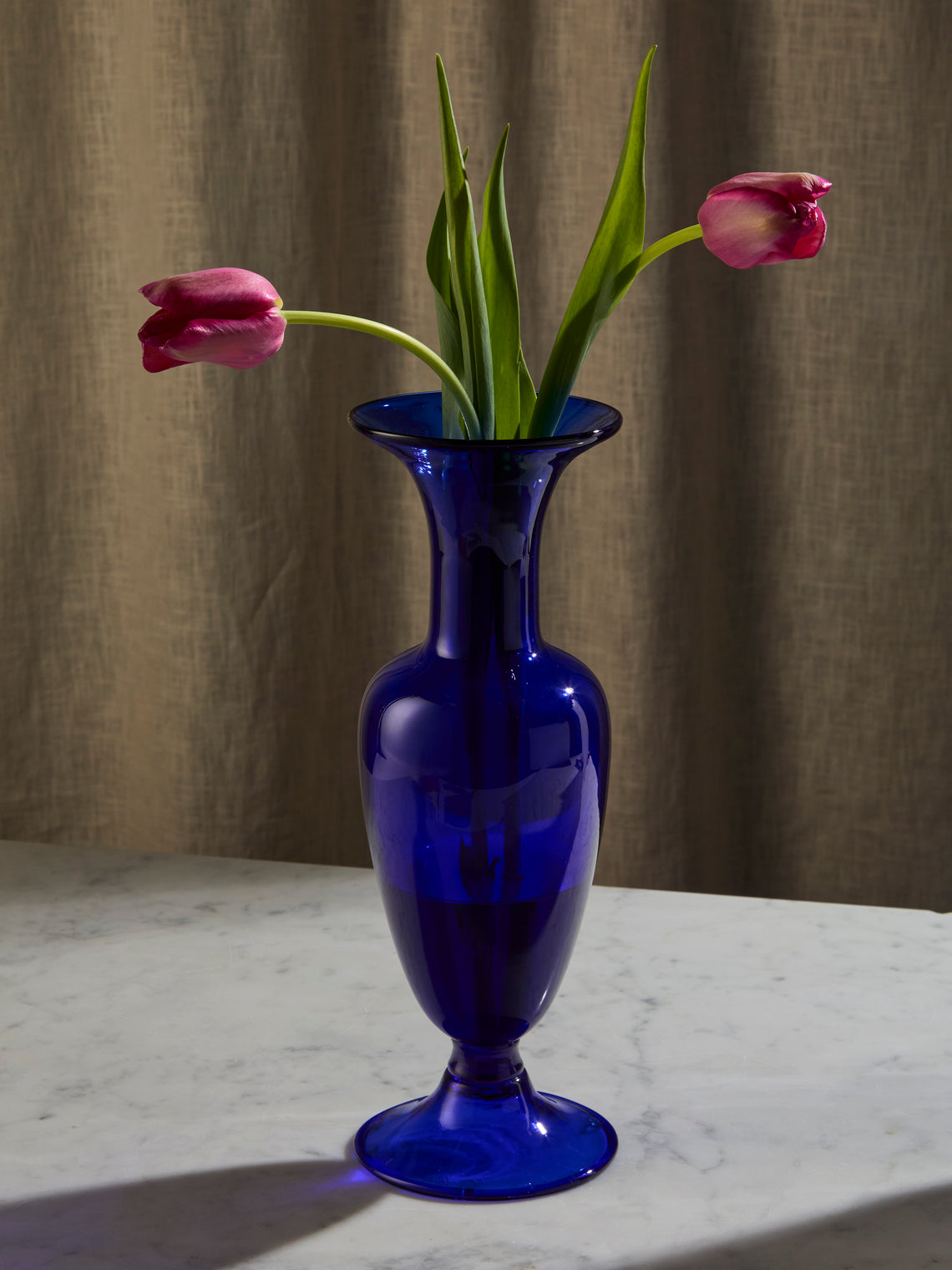 Antique and Vintage - 1990s Bisazza Glass Vase (12.5in/32cm) - Blue - ABASK