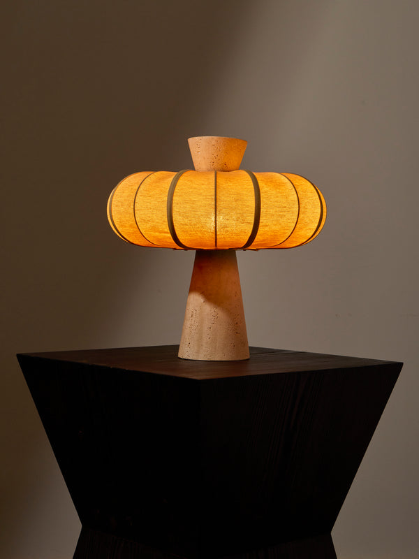 Zavadski - Andorra Art Deco Stone and Fabric Table Lamp - Cream - ABASK