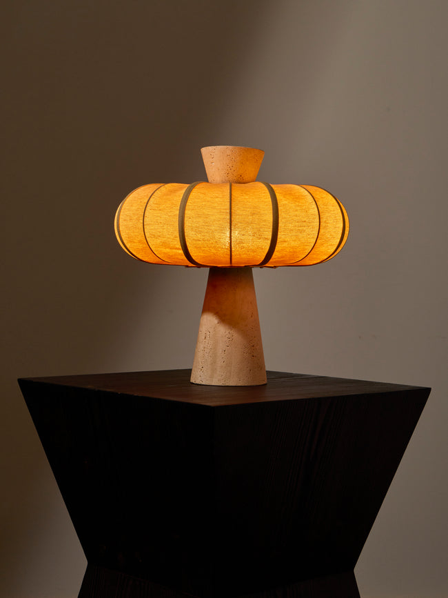 Zavadski - Andorra Art Deco Stone and Fabric Table Lamp - Cream - ABASK