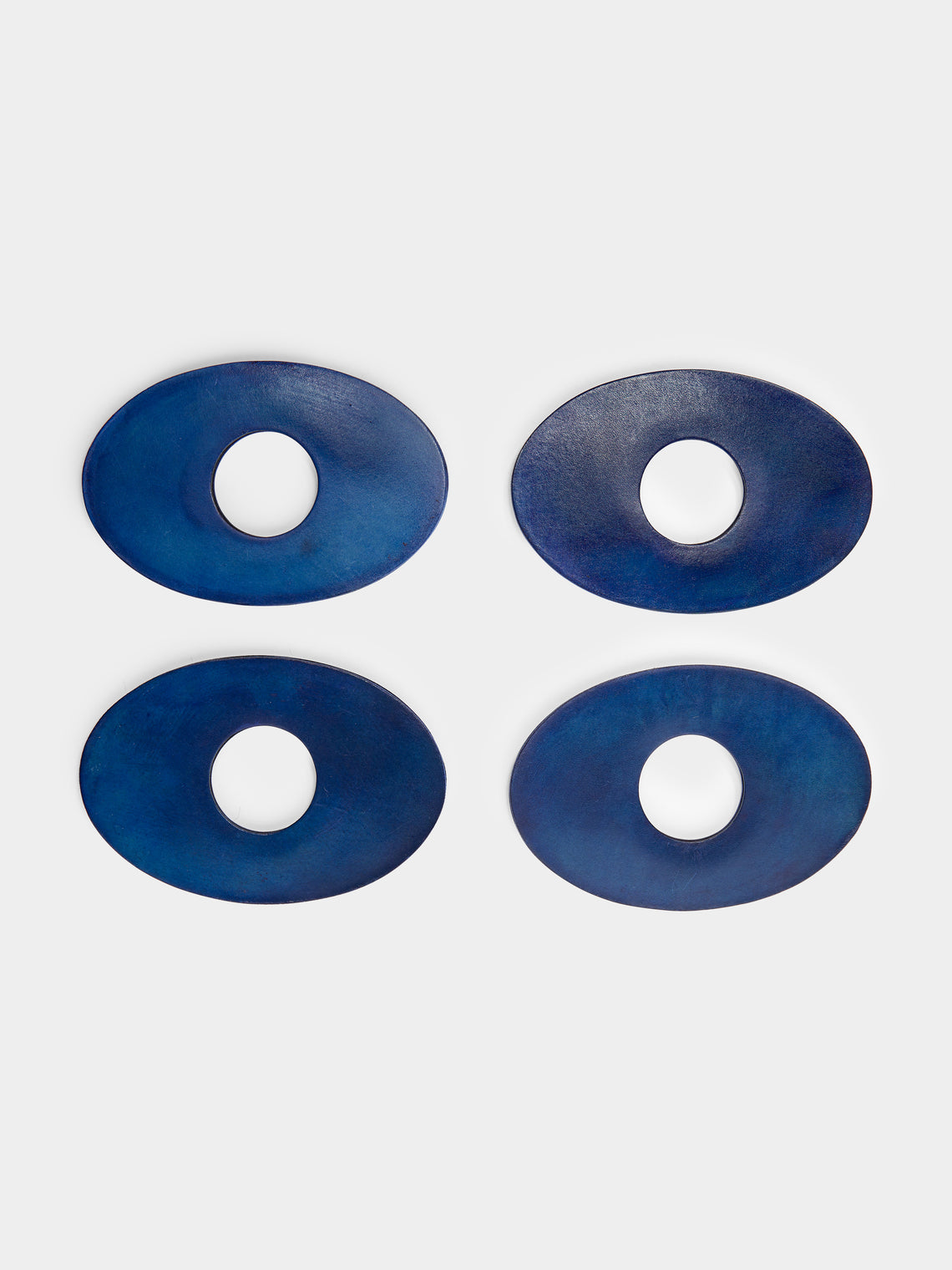 Peter Speliopoulos Projects - Hand-Stained Leather Napkin Rings (Set of 4) - Blue - ABASK