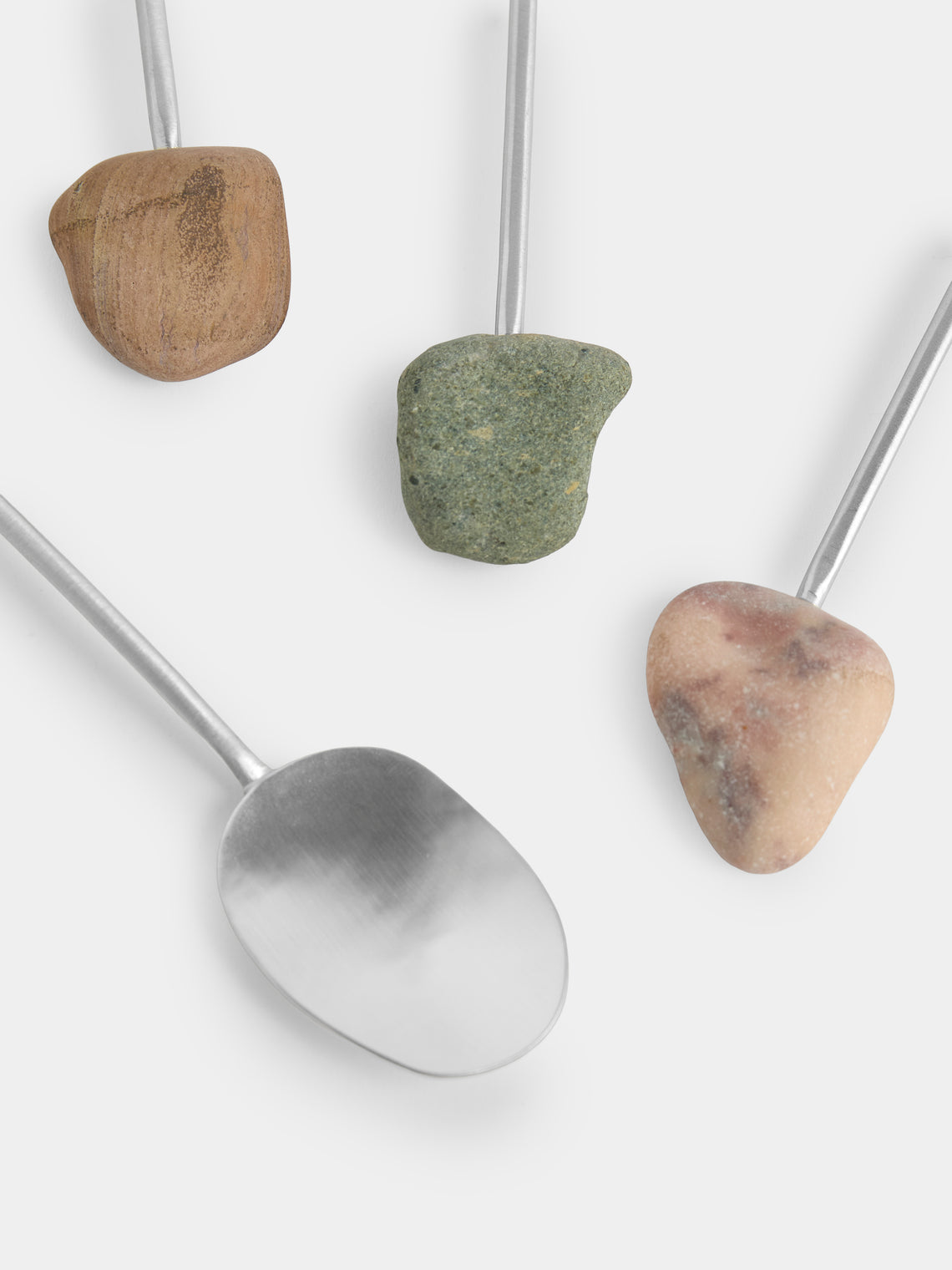 Thalia Maria Silver - Sterling Silver and Pebble Dessert Spoons (Set of 6) - Silver - ABASK