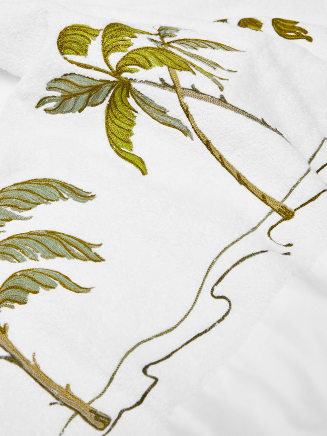 Loretta Caponi - Palm Tree Hand-Embroidered Cotton Bath Towel -  - ABASK