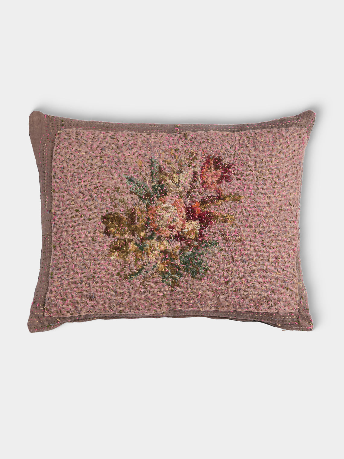 By Walid - 19th-Century Needlepoint Wool and 1920s French Jacquard Cushion (22in/56cm) - Multiple - ABASK - 