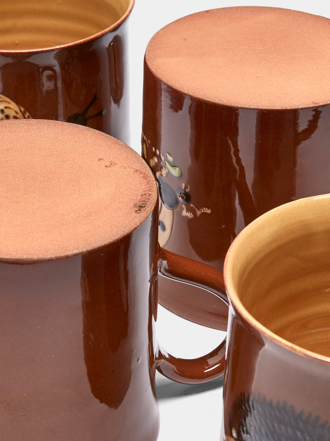 Poterie d’Évires - Animals Hand-Painted Ceramic Mugs (Set of 6) - Light brown - ABASK