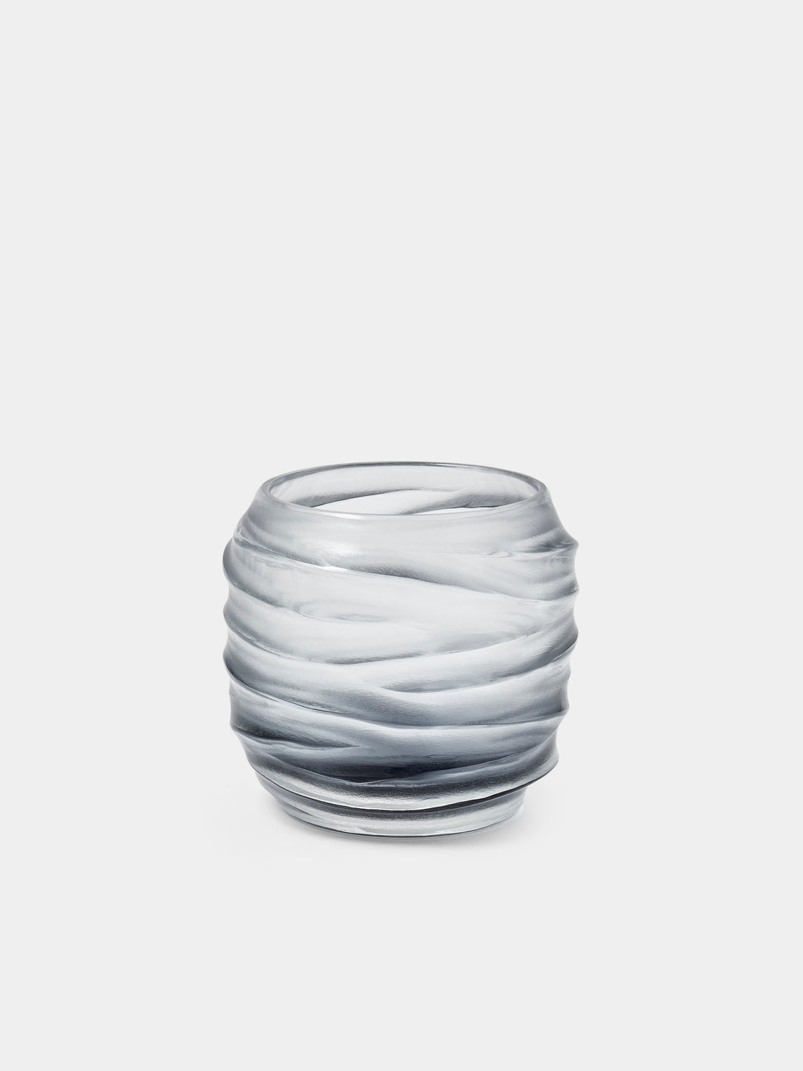 Micheluzzi Glass - Rullo Acciaio Onde Hand-Blown Murano Glass Vase (4.5in/12cm) - Gray - ABASK - 