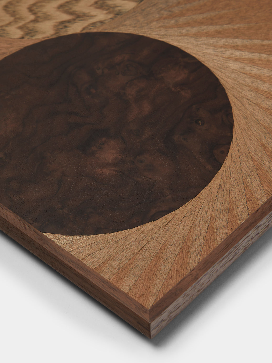 Mori Kougei - Flying Bird Poke Marquetry Wood Tray (14.5in/36.5cm) - Brown - ABASK