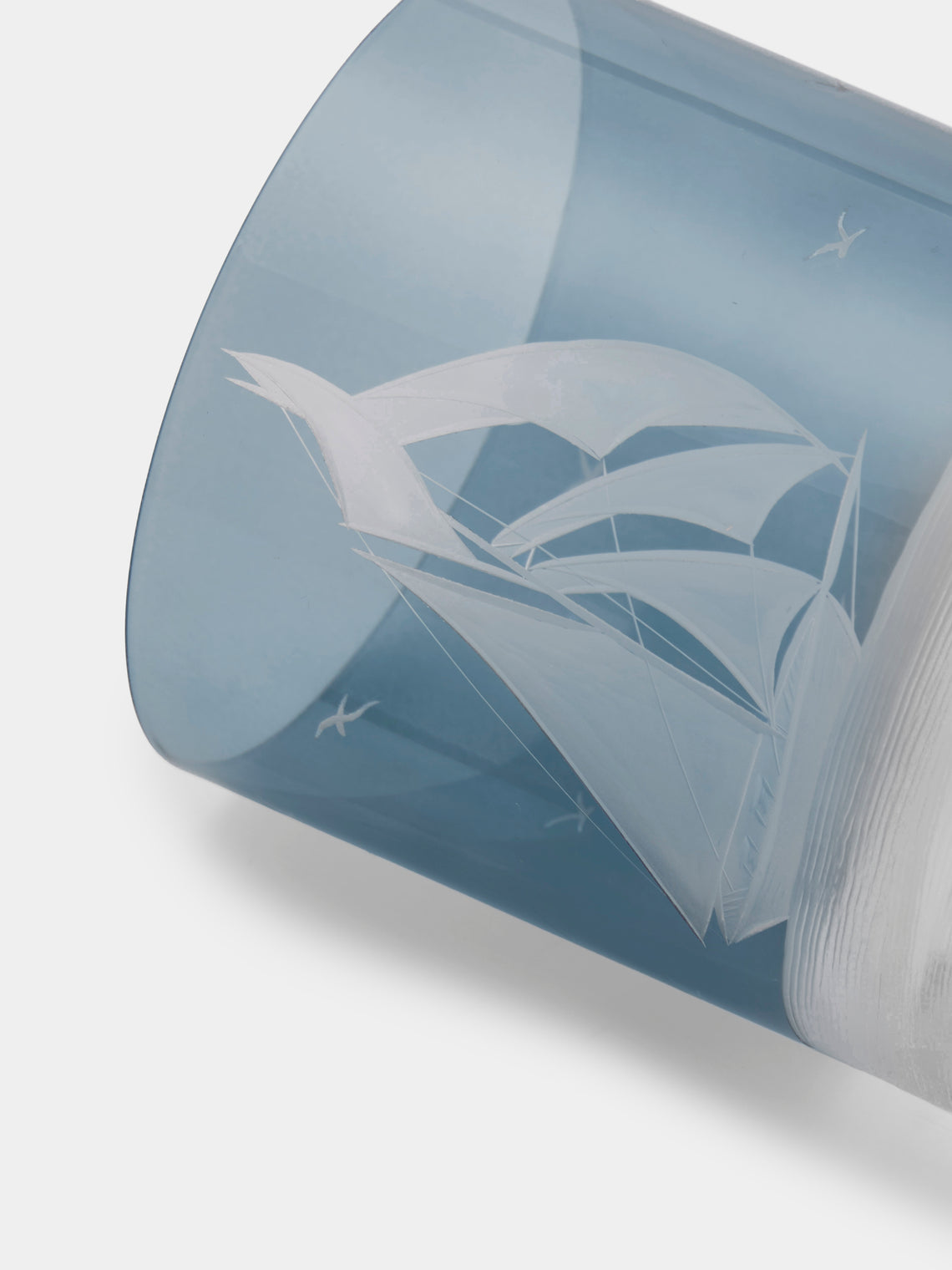 Artel - Golden Age of Yachting Hand-Engraved Crystal Double Old Fashioned Tumbler - Blue - ABASK