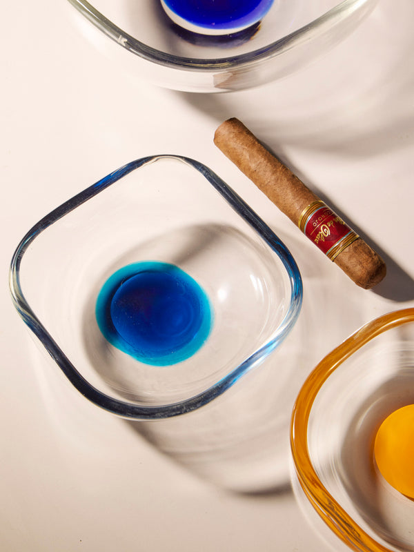 Antique and Vintage - 1980s Venini Murano Glass Ashtray - Blue - ABASK