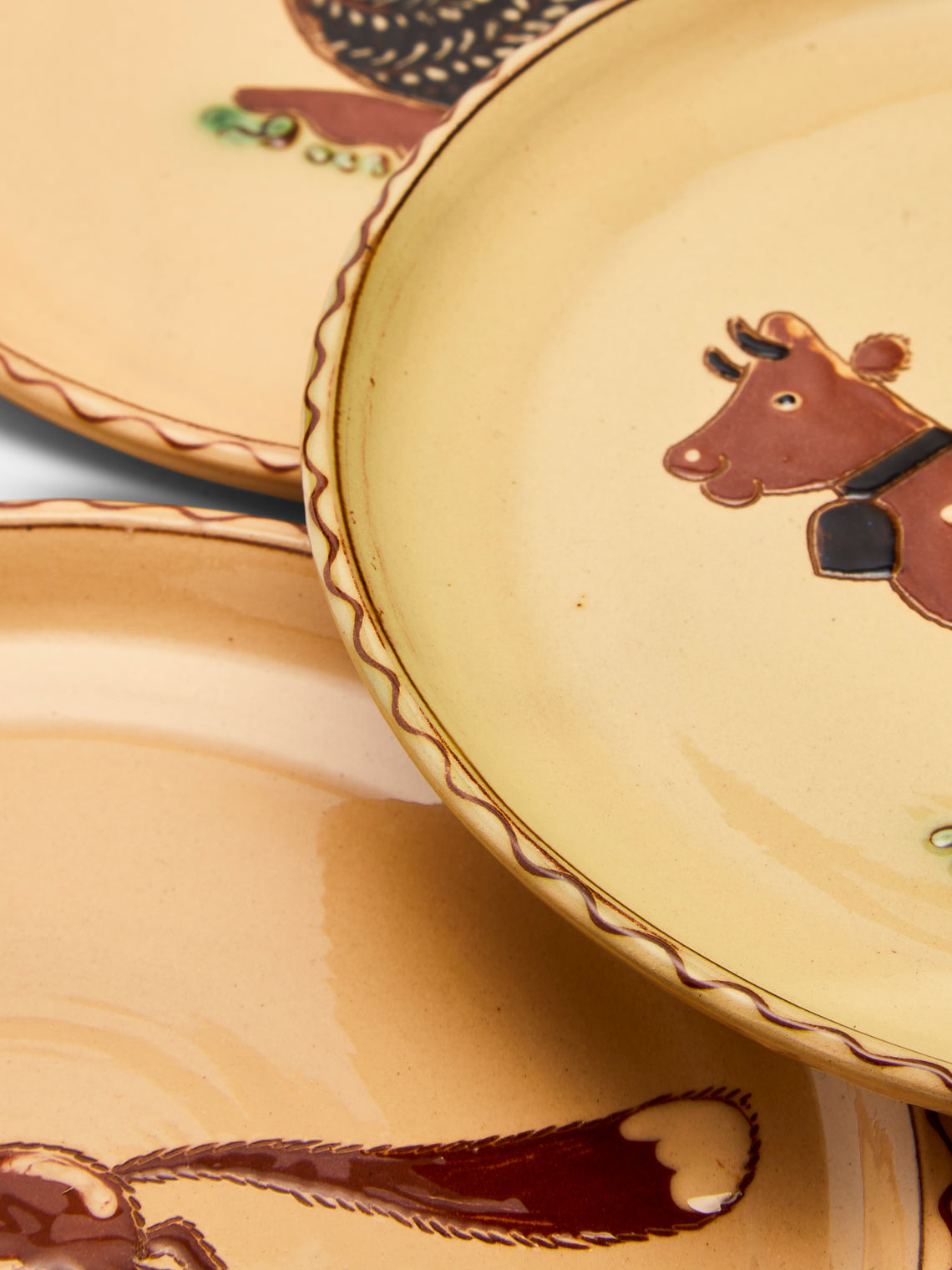 Animals Hand-Painted Ceramic Side Plates (Set of 6)