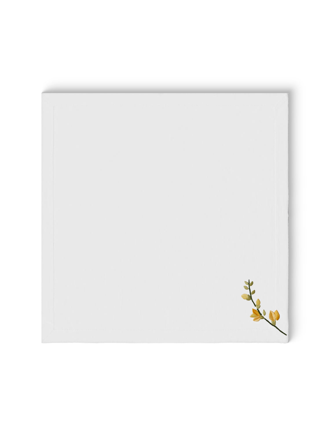 Taf Firenze - | Set of 12 | Floral Hand-Embroidered Linen Tablecloth and Napkins - White - ABASK