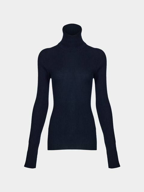 Arch4 - Izzy Baby Goat Cashmere Rollneck Top | Size: S - Navy - ABASK - 