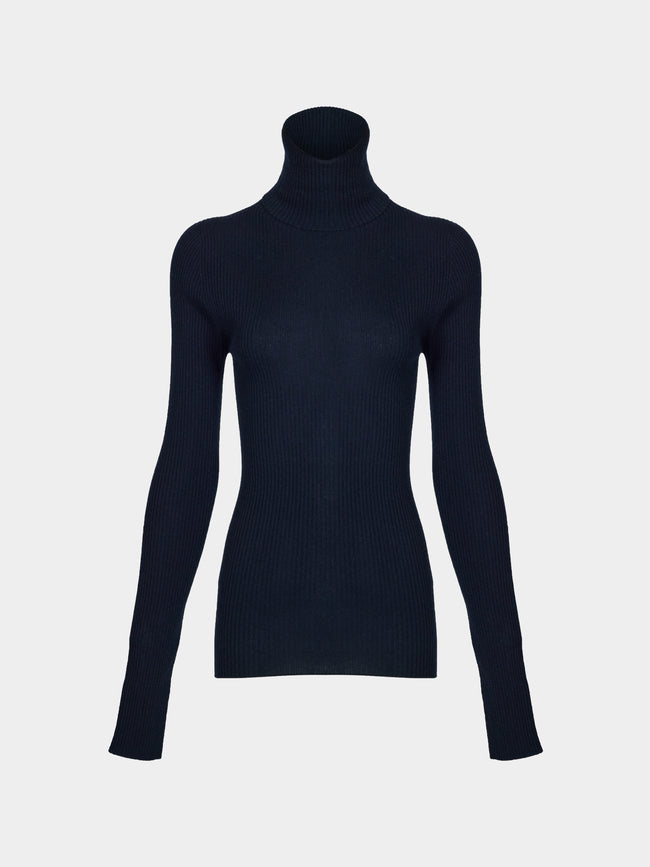 Arch4 - Izzy Baby Goat Cashmere Rollneck Top | Size: S - Navy - ABASK - 