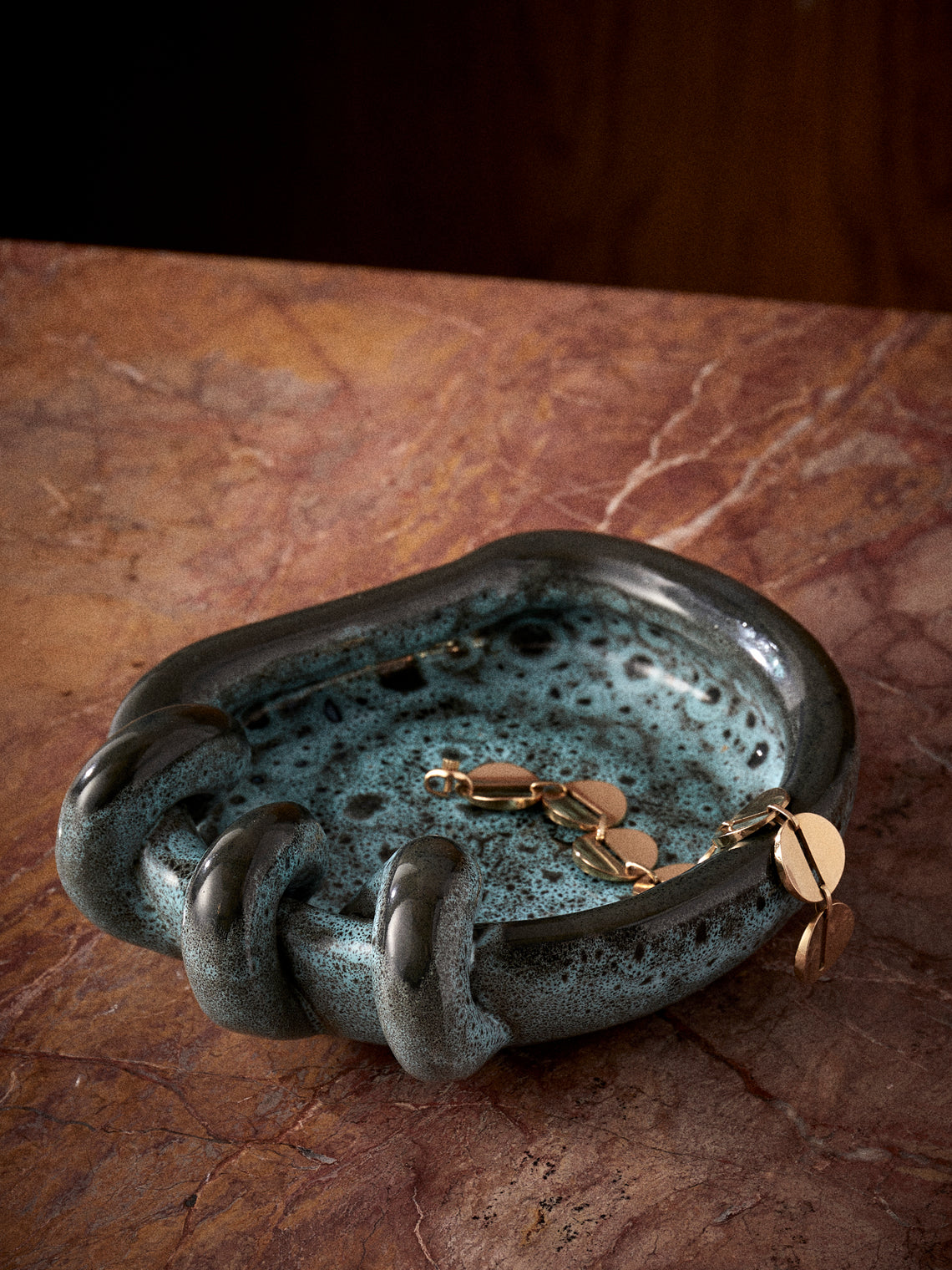 Antique and Vintage - Mid-Century Accolay Ceramic Trinket Bowl - Blue - ABASK