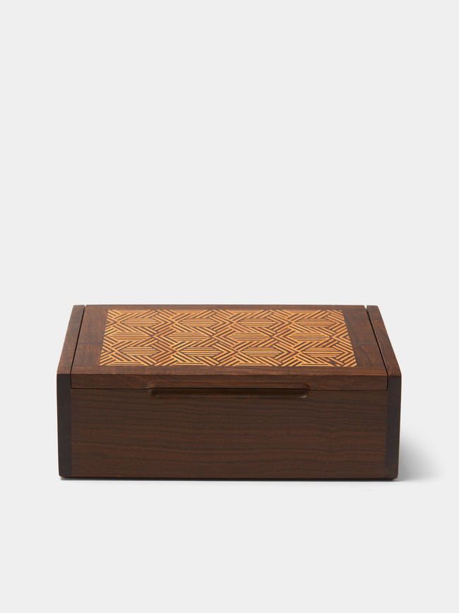 CasaLatina - Marquetry Wood Dominoes Set - Brown - ABASK