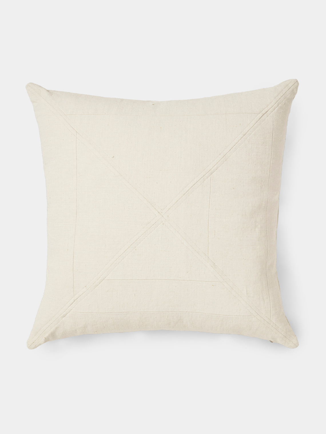 de Le Cuona - Paneled Linen Cushion (21.5in/55cm) - White - ABASK - 