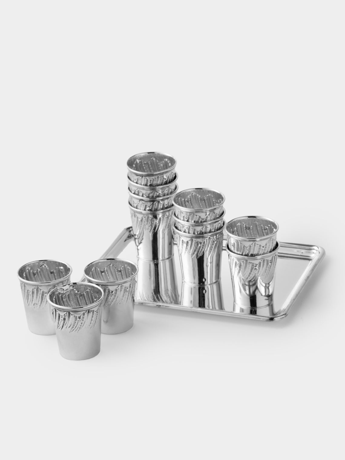 Antique and Vintage - 1900s Solid Silver Shot Glasses (Set of 12) - Silver - ABASK