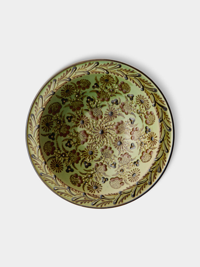 Poterie d’Évires - Flowers Hand-Painted Ceramic Serving Bowl - Green - ABASK