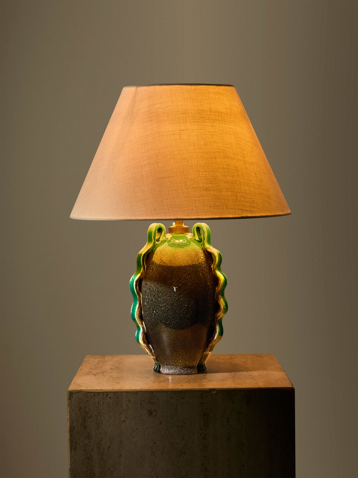 Antique and Vintage - Mid-Century Accolay Ceramic Table Lamp - Blue - ABASK