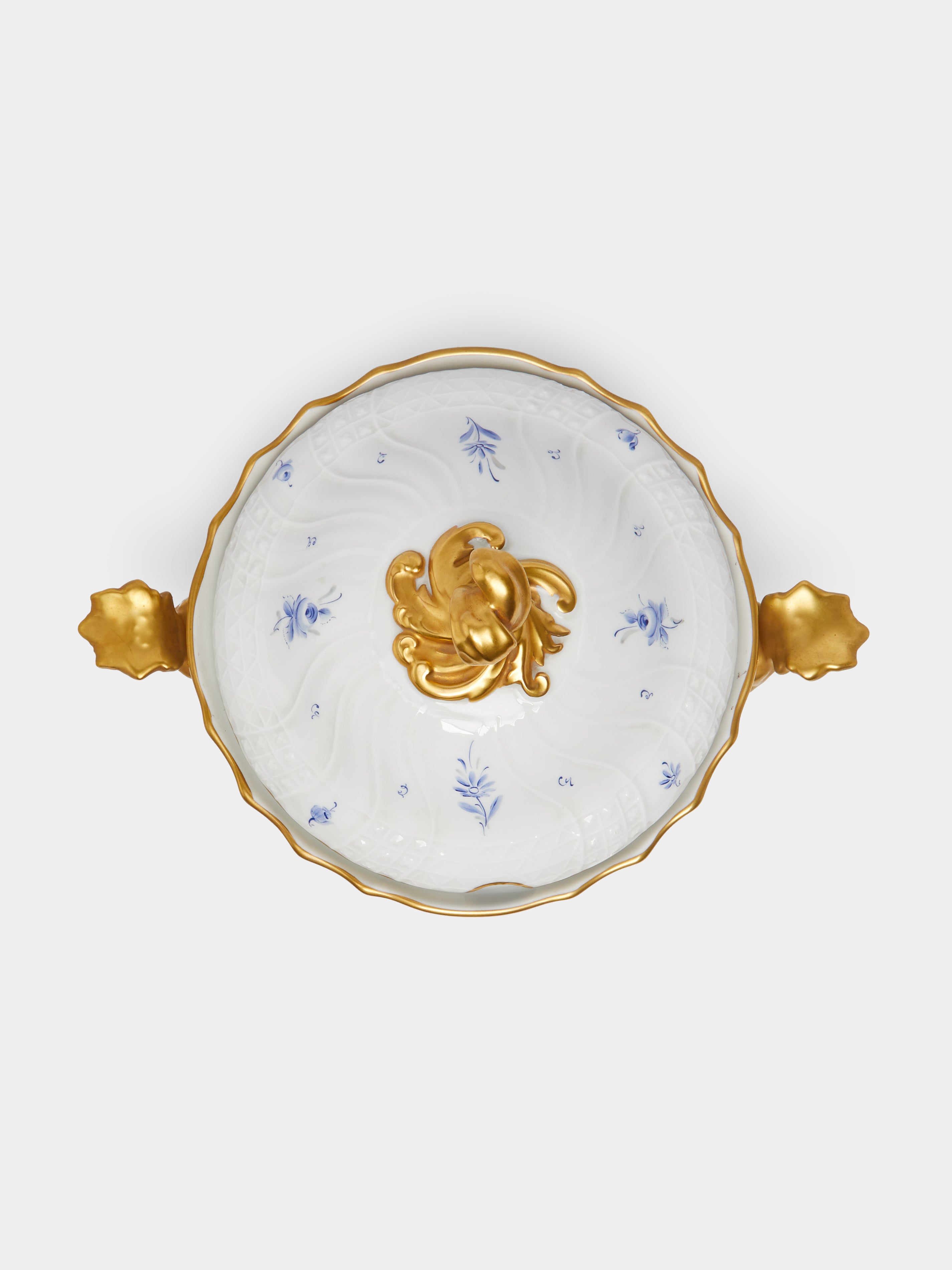 Blue 1960s Lorenz Hutschenreuther Hand-Painted Porcelain Soup Vintage 1960s Lorenz Hutschenreuther Hand-Painted Porcelain Soup