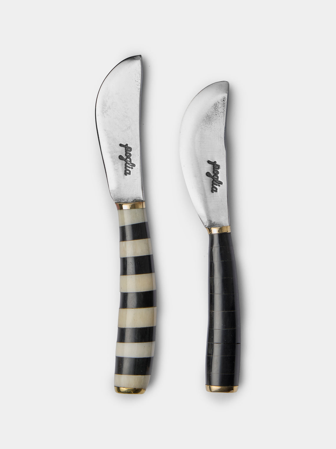 Poglia - | Set of 2 | Horn and Bone Butter Spreaders - Black - ABASK - 