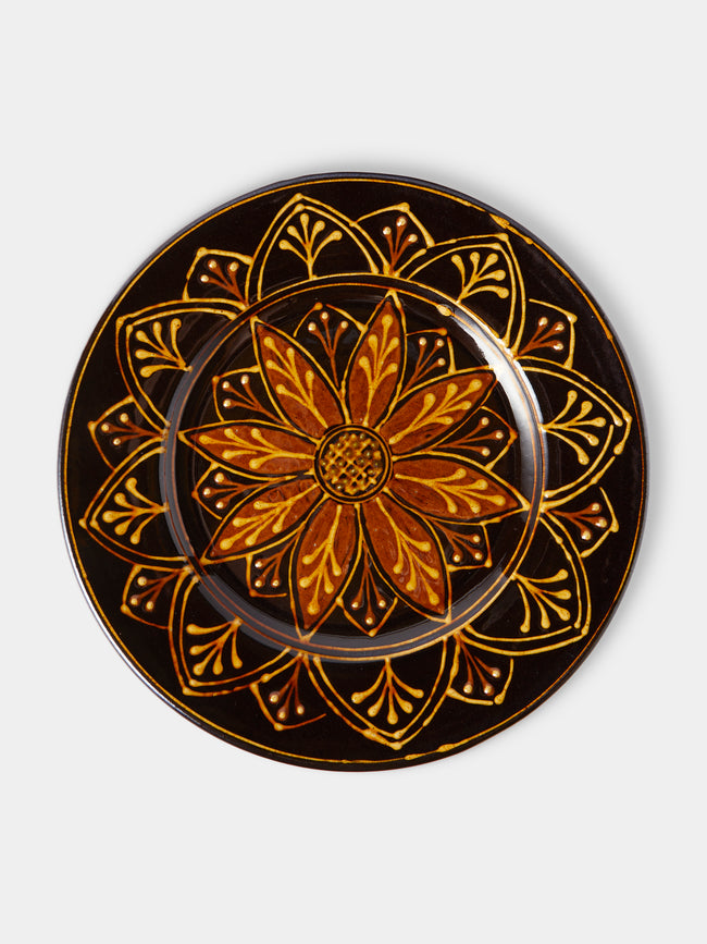 Fitch & McAndrew - Dahlias Slipware Serving Plate (13in/33cm) - Black - ABASK - 