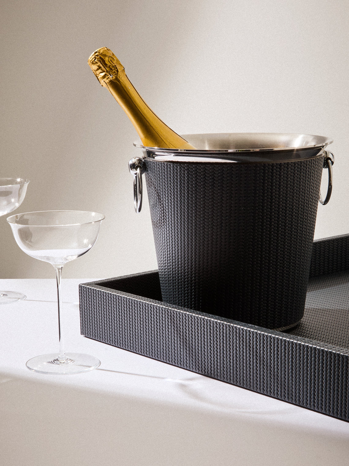 Pinetti - Leather Champagne Bucket - Navy - ABASK