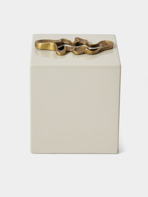 Viya - Saffron Lacquered Wood Tissue Box - Ivory - ABASK - 
