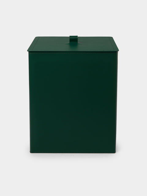 RUDI - Bino Leather Square Lidded Wastepaper Bin - Green - ABASK - 