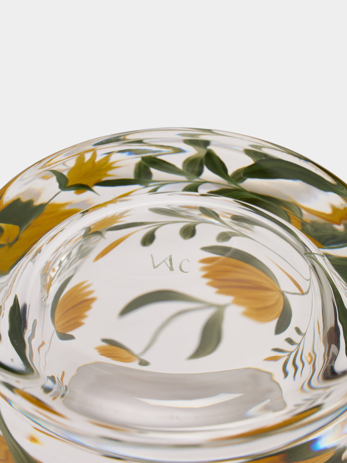 Los Vasos de Agua Clara - Jaipur Hand-Painted Crystal Tumblers (Set of 6) - Yellow - ABASK