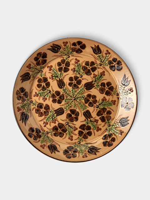 Poterie d’Évires - Flowers Hand-Painted Ceramic Round Platter - Cream - ABASK - 