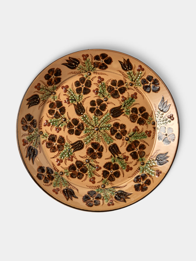 Poterie d’Évires - Flowers Hand-Painted Ceramic Round Platter - Cream - ABASK - 