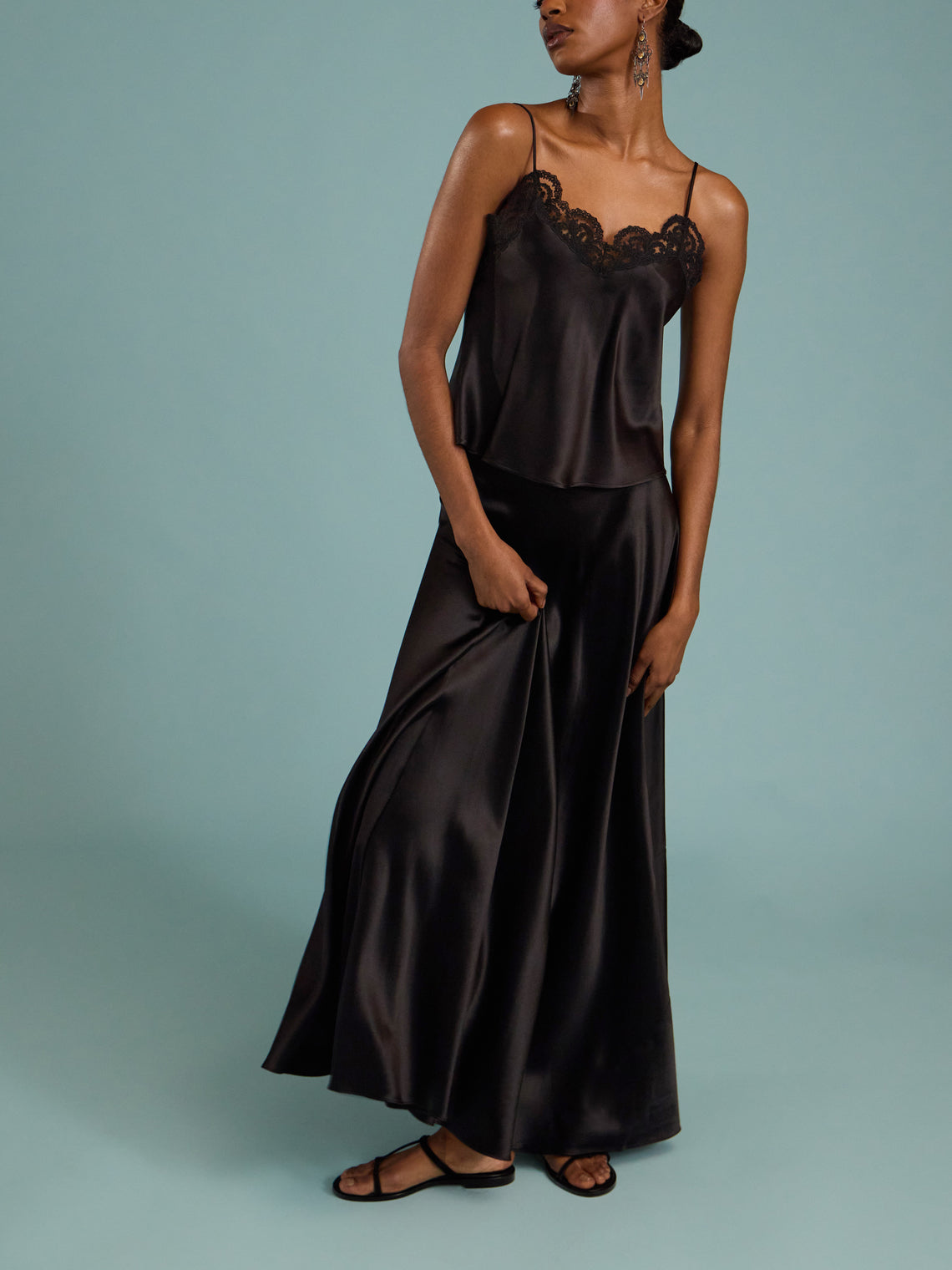 Heirlome - Antonia Silk Long Skirt | Size: S - Black - ABASK