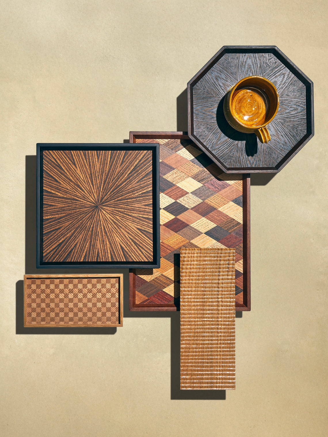 Mori Kougei - Poke Zebra Wood Square Tray (10.5in/26.5cm) - Brown - ABASK