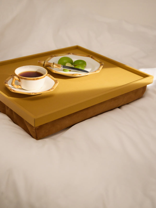 Giobagnara - Teddy Leather Bed Tray (21in/53cm) - Yellow - ABASK