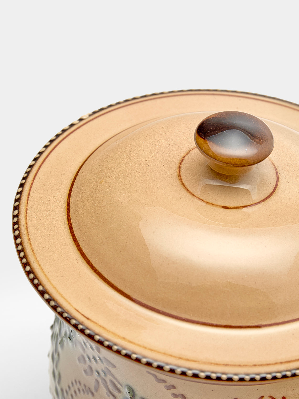 Poterie d’Évires - Flowers Hand-Painted Ceramic Mini Lidded Pot - Cream - ABASK