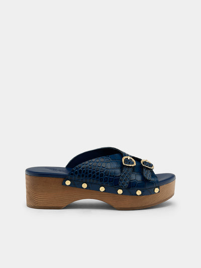 Ancient Greek Sandals - Natali Leather Clogs | Size: 36 - Navy - ABASK - 