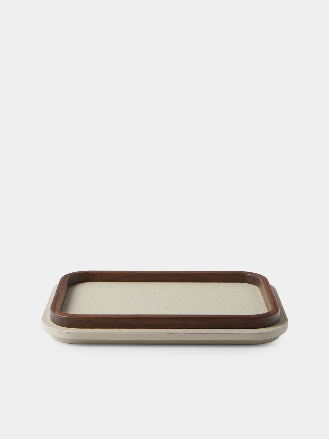 Giobagnara x Poltrona Frau - Walnut and Leather Tray (12.5in/31.5cm) - Beige - ABASK
