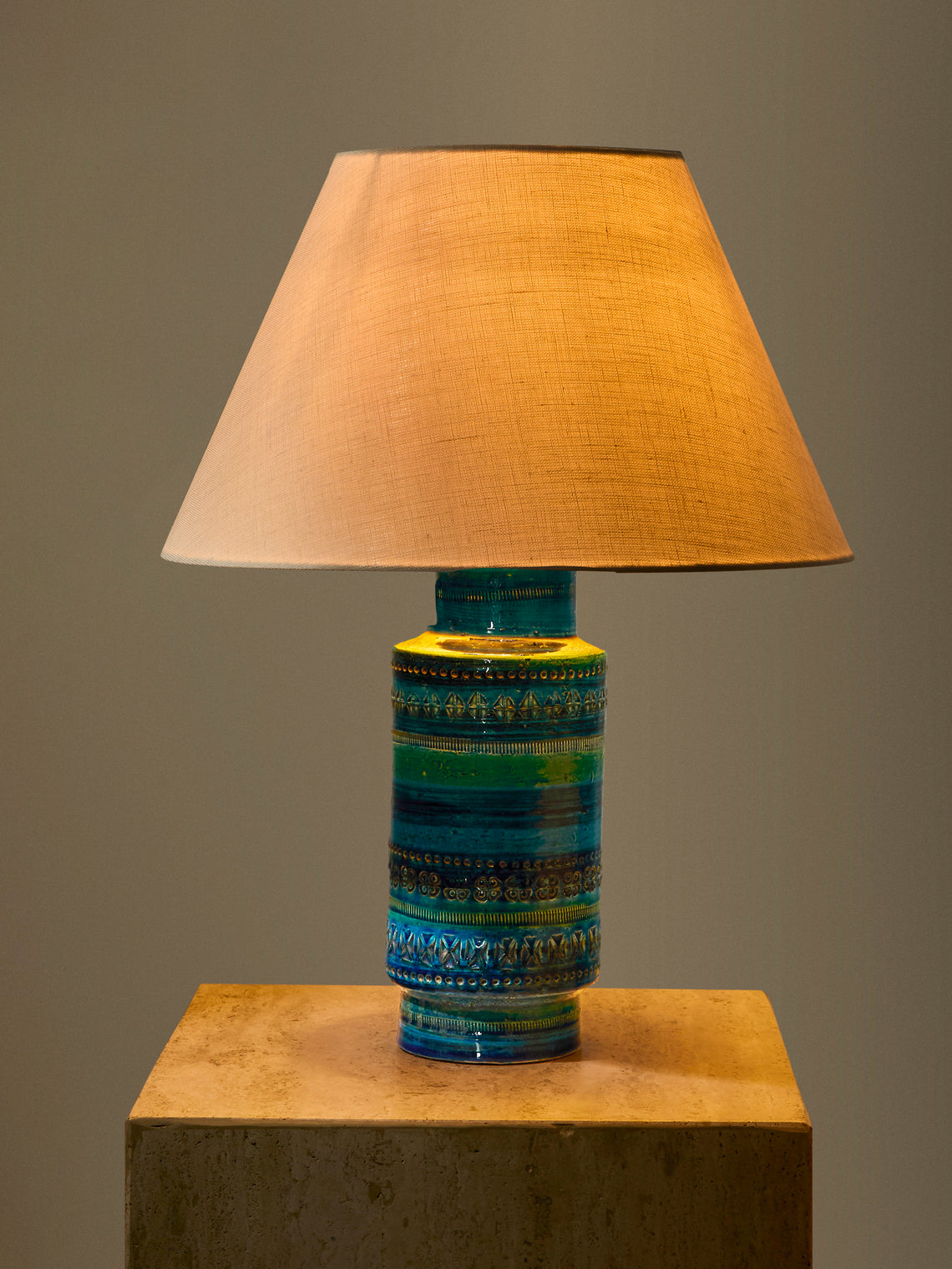 Antique and Vintage - 1970s Bitossi Ceramiche Rimini Blu Ceramic Table Lamp - Blue - ABASK