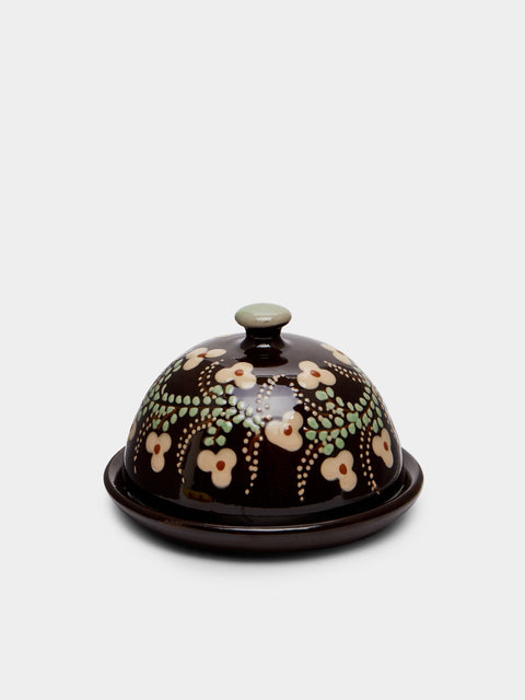 Poterie d’Évires - Flowers Hand-Painted Ceramic Small Butter Dish -  - ABASK - 