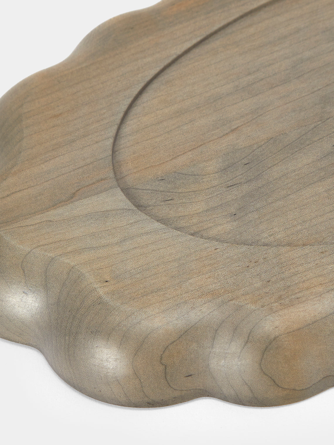 Ifuji - Rinka Hand-Carved Wood Oval Tray (12in/30cm) - Brown - ABASK