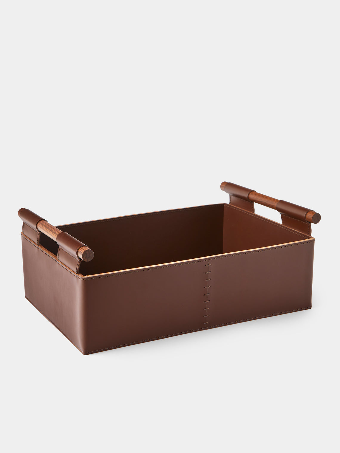 Rabitti 1969 - Beta Leather Rectangular Low Basket - Brown - ABASK