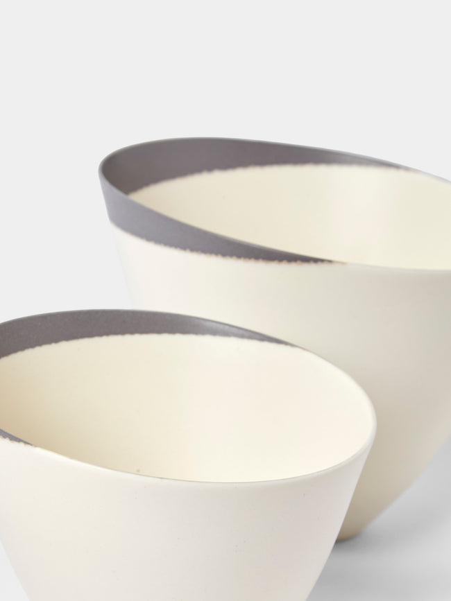 Paul James Ceramics - | Set of 2 | Fractured Reality Hand-Thrown Ceramic Bowls - White - ABASK